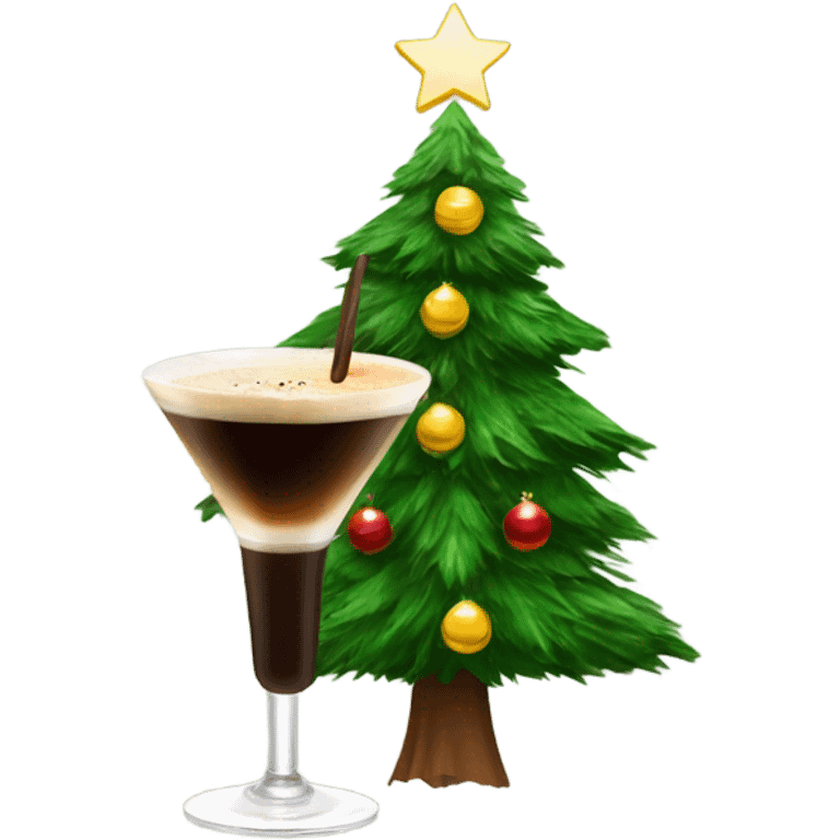 christmas tree holding an espresso martini cocktail emoji