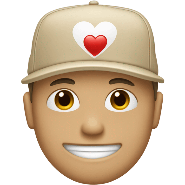 Beige cap with white heart in the middle emoji