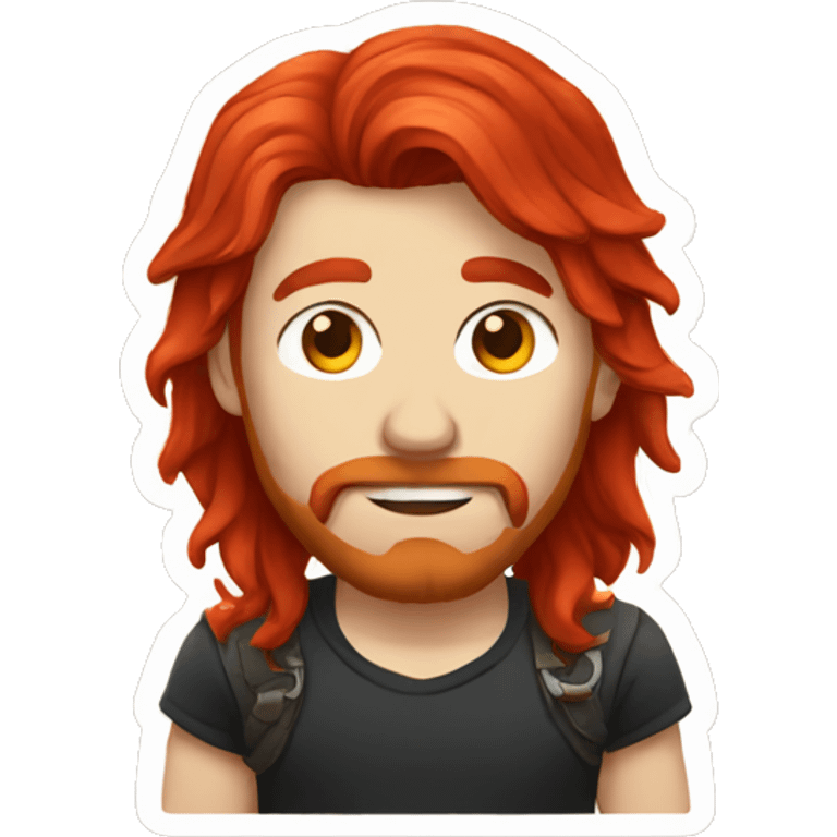 Guy with long red hair and a metal band shirt  emoji