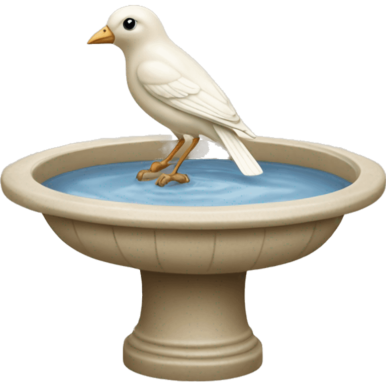 Vintage beige bird bath with a small white bird emoji