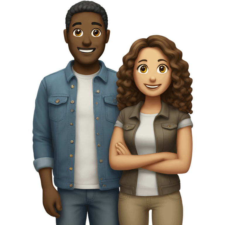 smiling couple in casual attire emoji