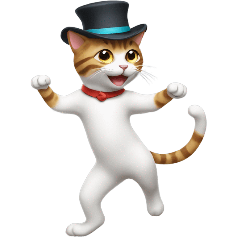 Dancing cat with hat emoji