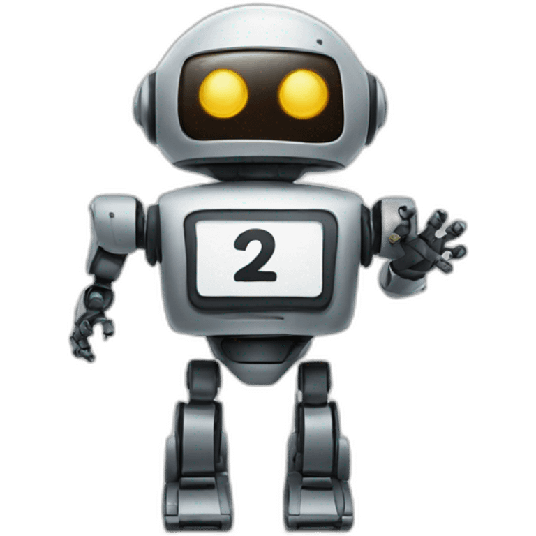 robot with a sign saying number two emoji