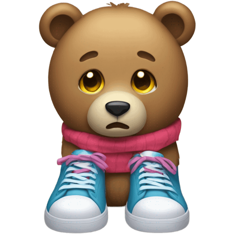 Sad bear wearing shoes emoji