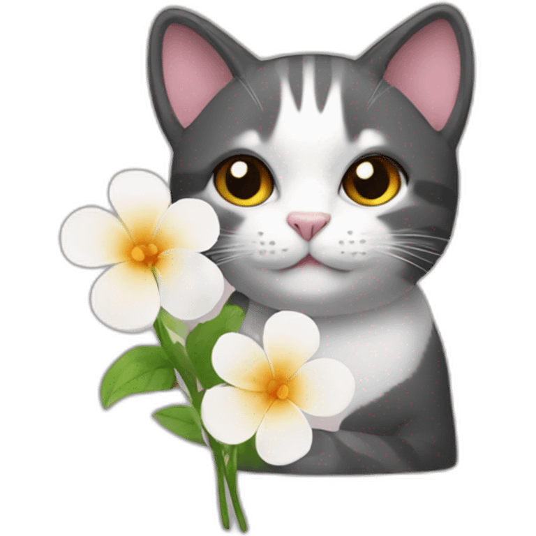 a cat with a flower emoji