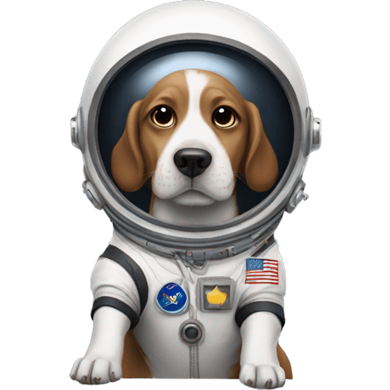 A dog wearing austronaut uniform emoji