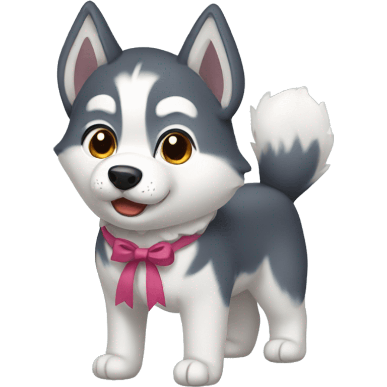 Husky with a bow emoji