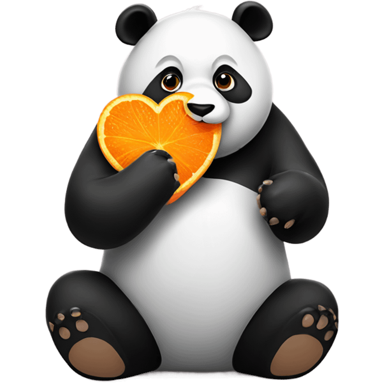 Panda holding a half free half orange love heart emoji