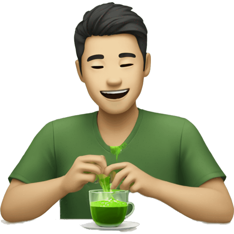 asian guy drinking matcha emoji