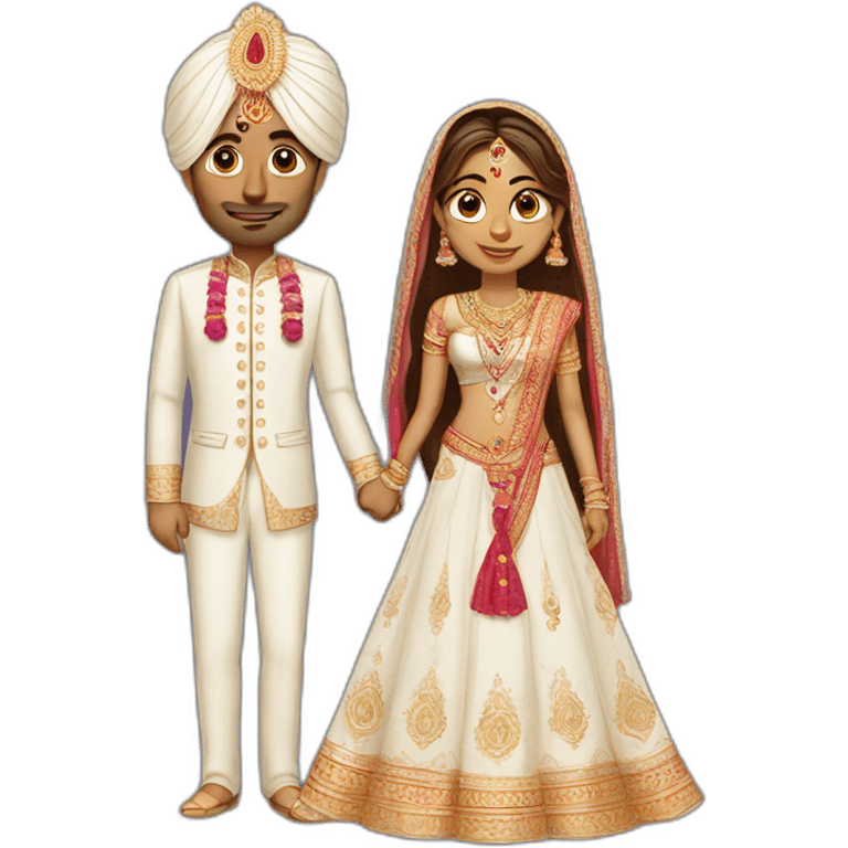 indian bride and tall groom emoji