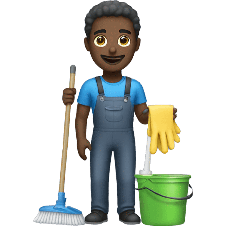 cleaning kit with black man emoji