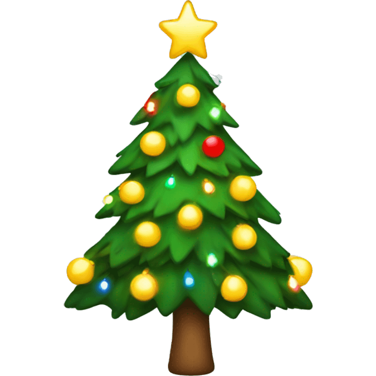 Christmas tree with lights and bow emoji