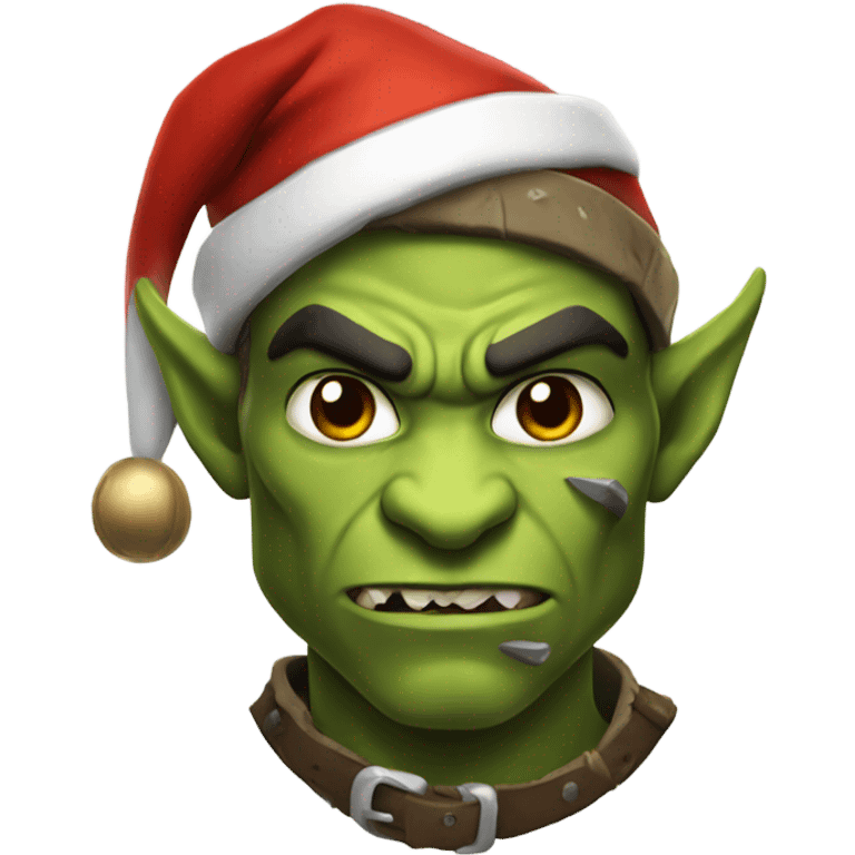 Fierce Orc ranger wearing santa hat emoji