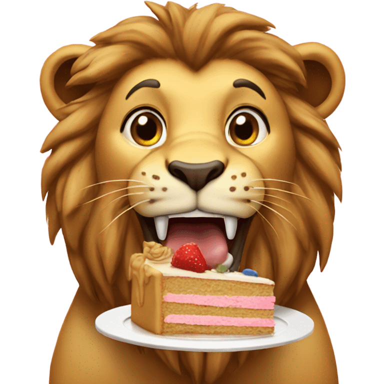 Lion eating cake emoji