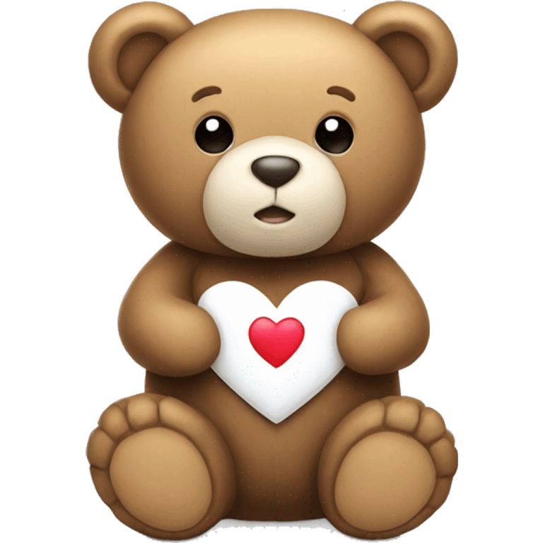 Teddy bear with a white heart emoji