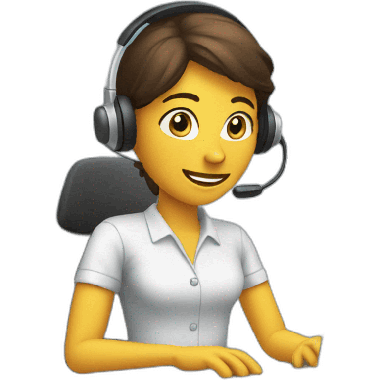 one customer service agent wearing a headset typing on keyboard emoji