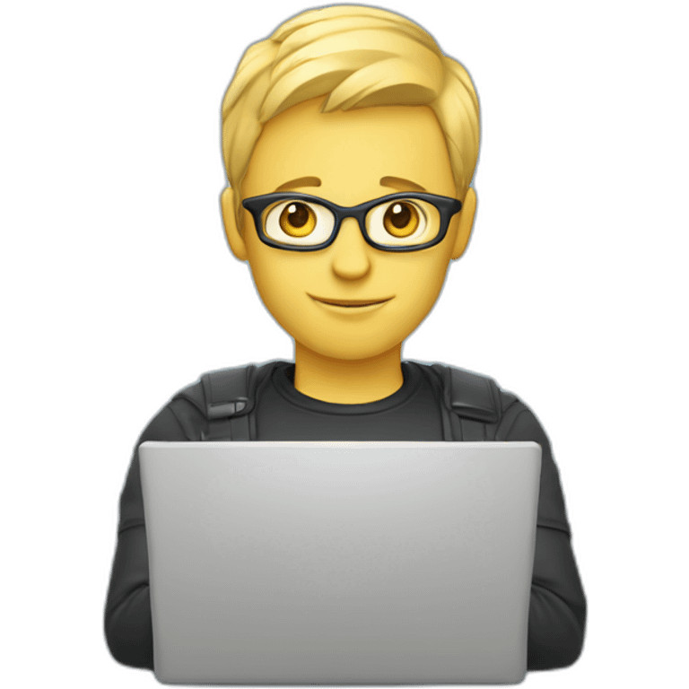  Blond cool developer with an laptop emoji