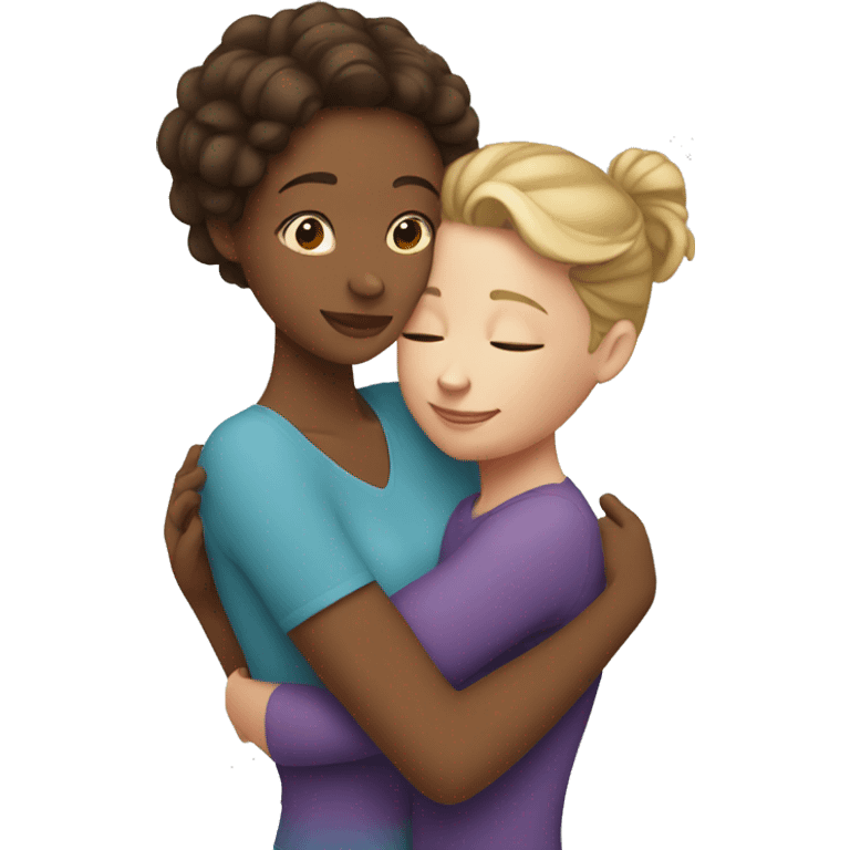 white mom and daughter hugging emoji