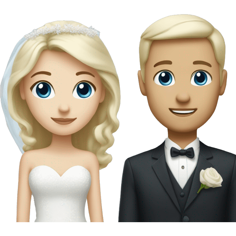 white blonde woman with brown eyes and white blonde man with blue eyes wedding emoji