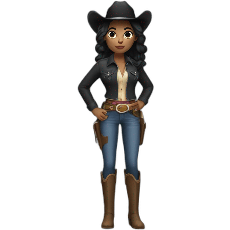 cowgirl straight black hair emoji