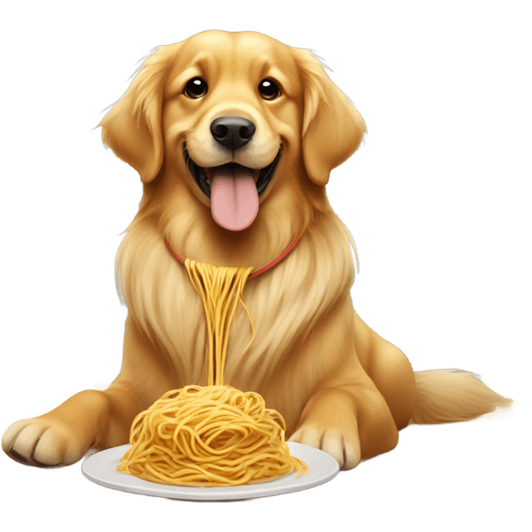 Golden retriever eats spaghetti  emoji