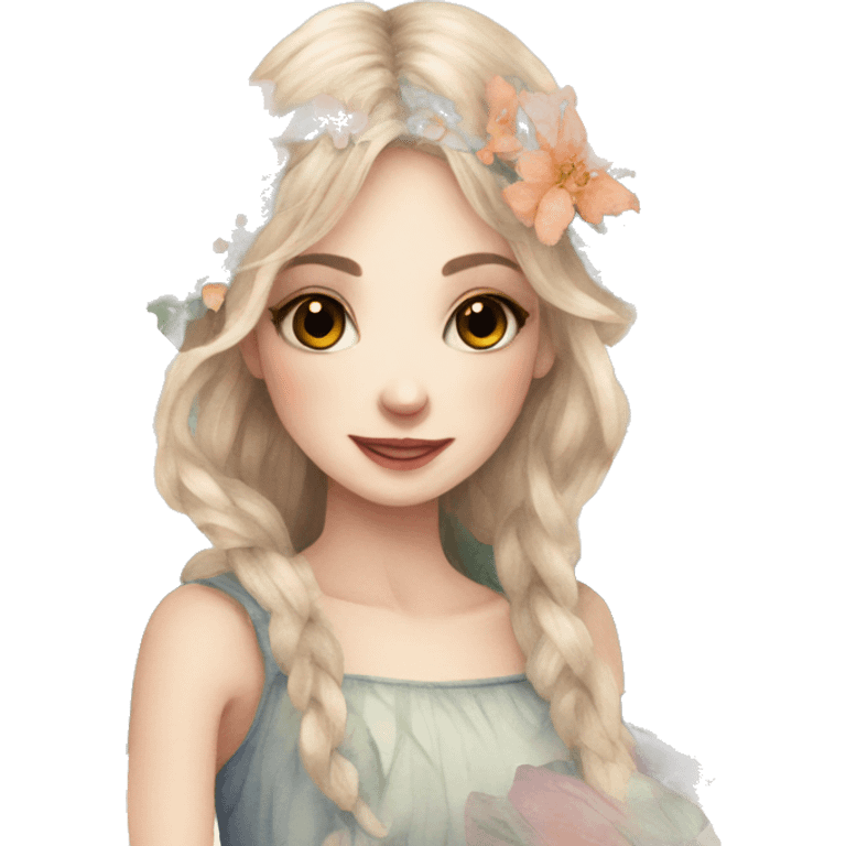 Watercolor fairy floral feminine  emoji