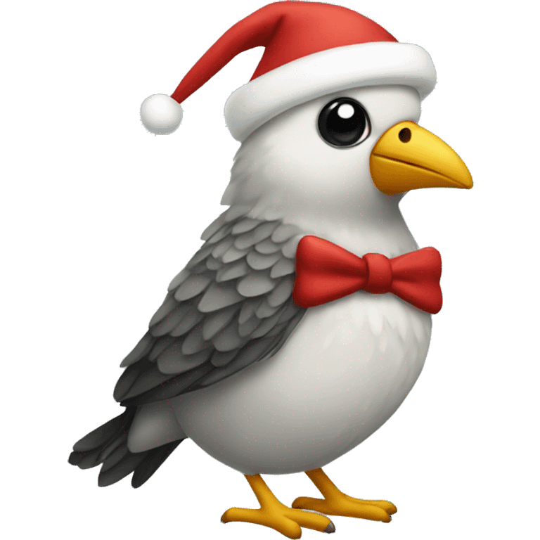 Bird wearing a christmas Suit emoji