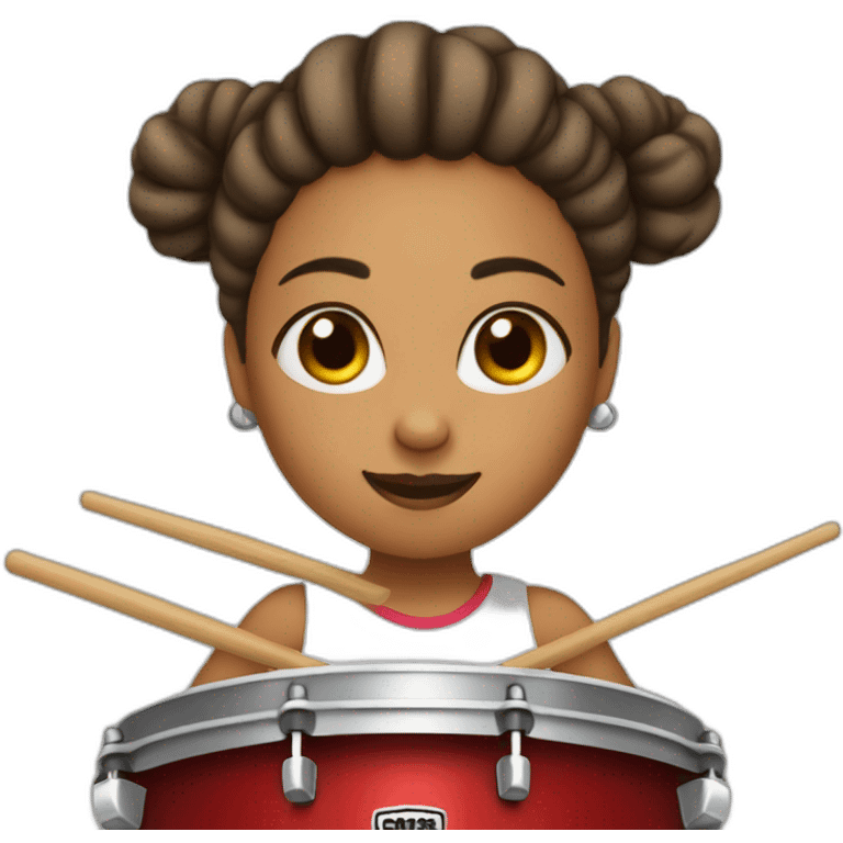 One hair bun girl playing drums emoji