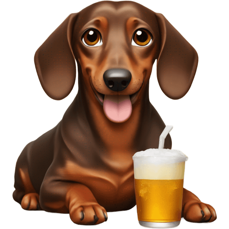 Brown Dachshund drinking a twisted tea emoji