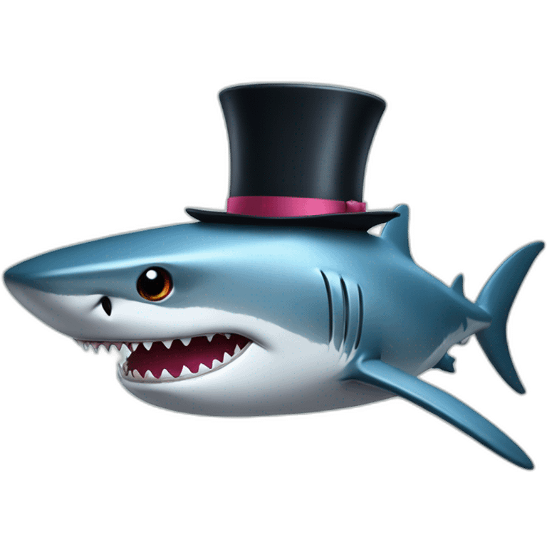 Shark with a top hat emoji