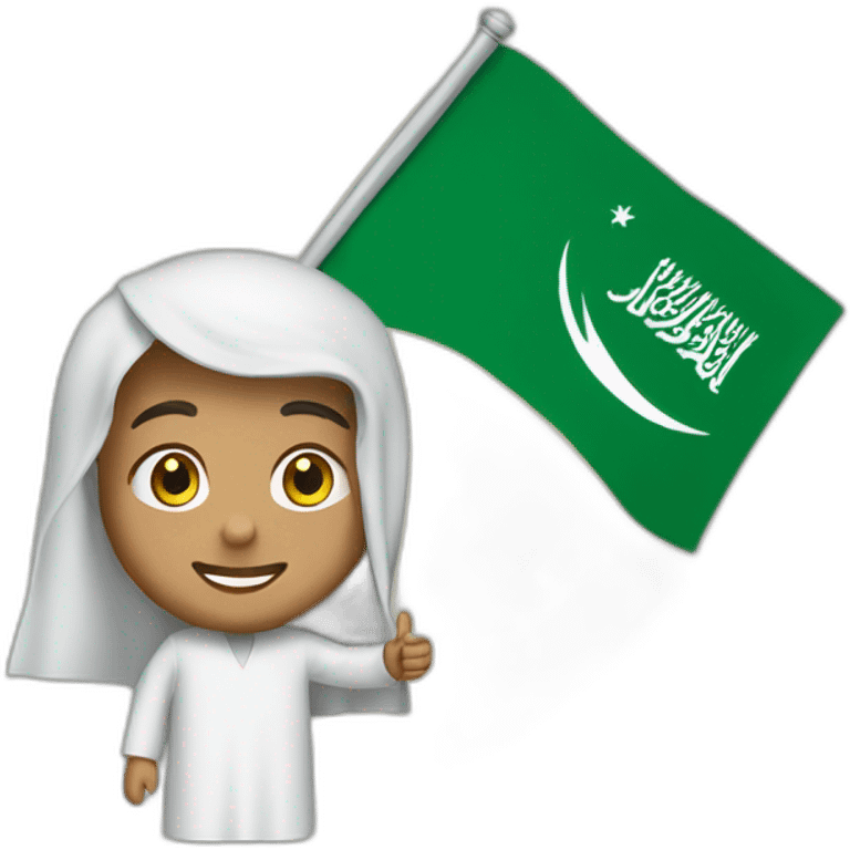 An Arab person waving the Saudi flag on the moon emoji