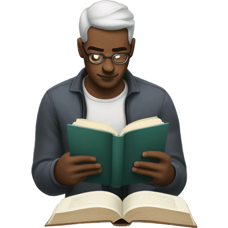 A man atheletically reading a book emoji