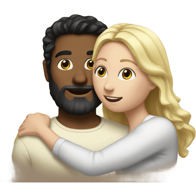 White man BLACK beard and BLACK hair hugging white woman with long blonde hair emoji