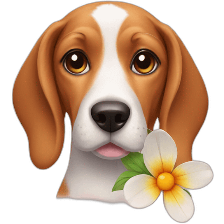 beagle with flower emoji