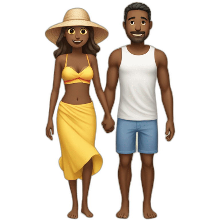 Pareja en la playa emoji