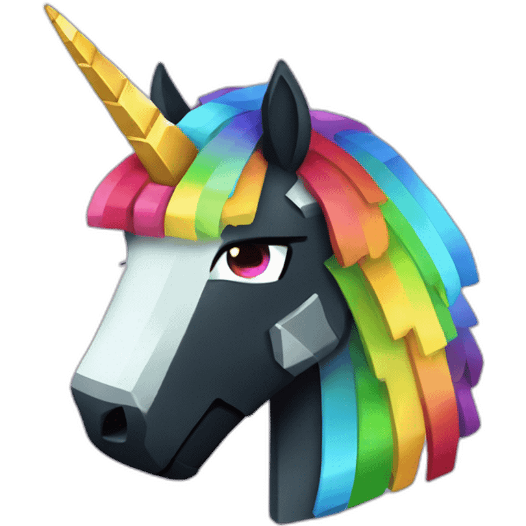 Minecraft Rainbow Black Unicorn Head With Diamond Horn emoji