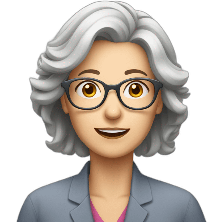 grey hair european women with glasses middle aged emoji