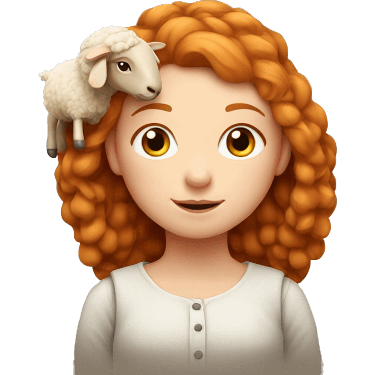 Ginger girl with a sheep  emoji