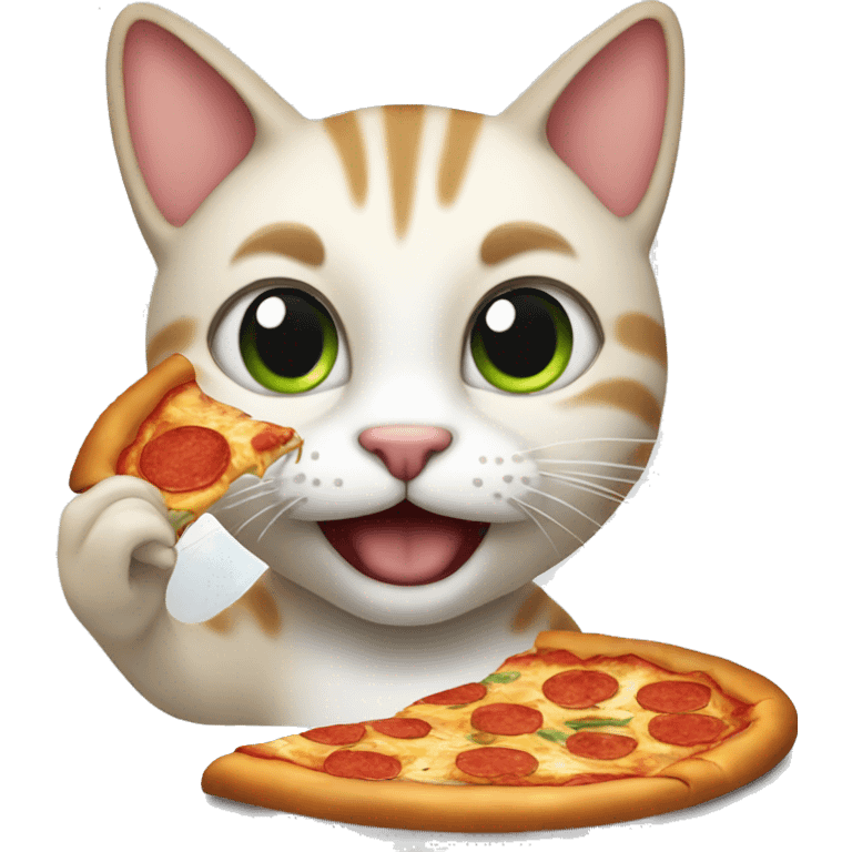 Cat eating pizza emoji