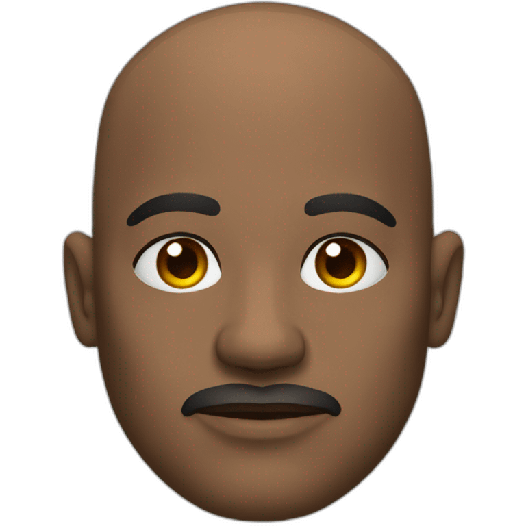 A black 50 year old bald man with Tribal tattoo on the side of his face above his left eye emoji