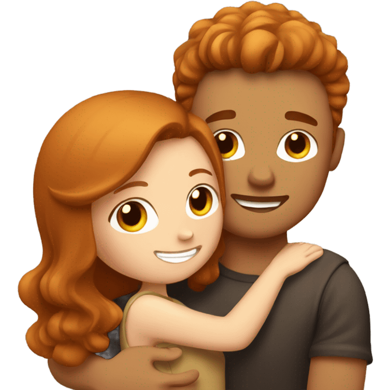 Brown hair girl hugging ginger guy emoji