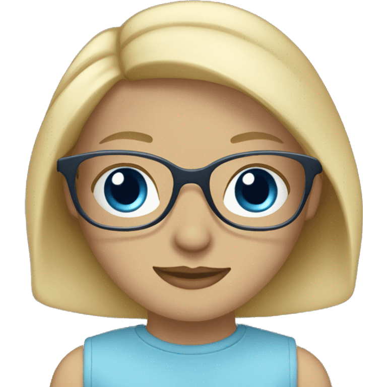 Person,blonde, clear glasses, blue eyes, pretty  emoji