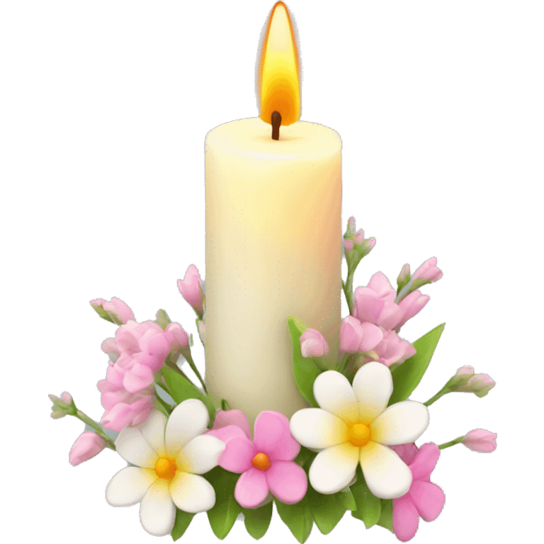 Spring candle with flowers  emoji