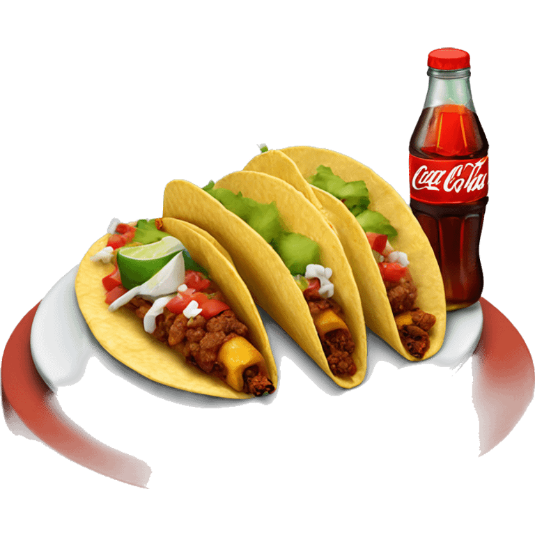 tacos Al pastor on plate with Mexican Coca Cola bottle on side emoji