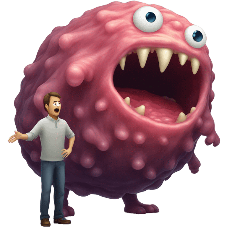 Man with blob monster emoji