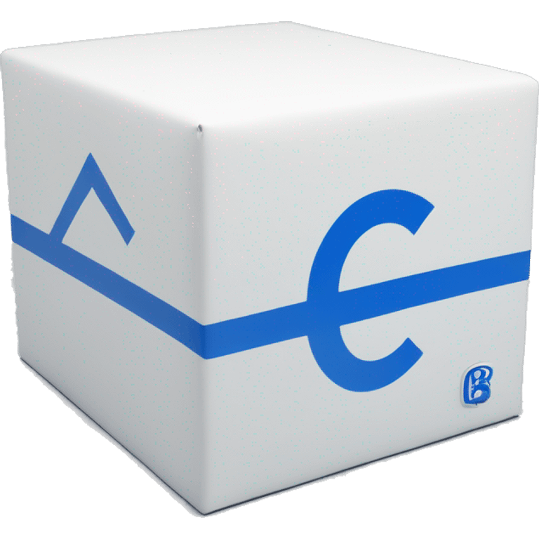 A rectangular tall white box with blue letters 'BC' logo in the middle of one side of the box emoji