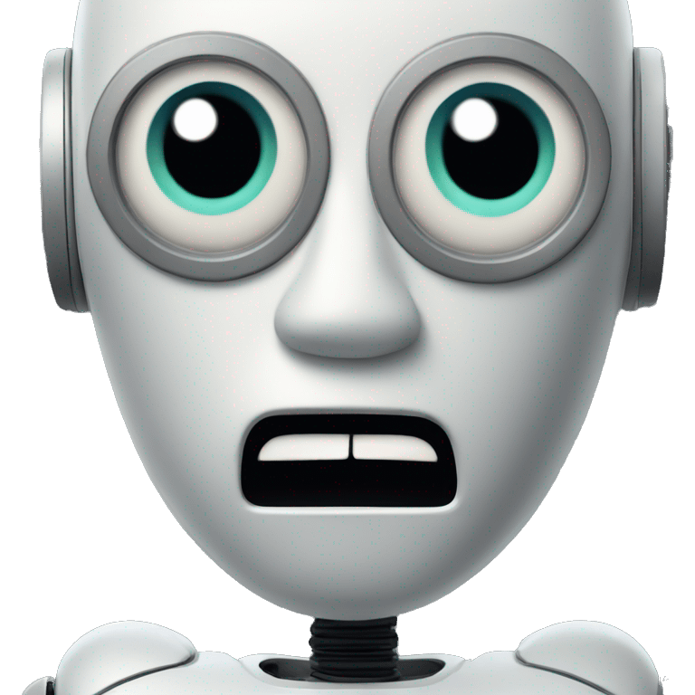 Robot with eyes looking up upset emoji