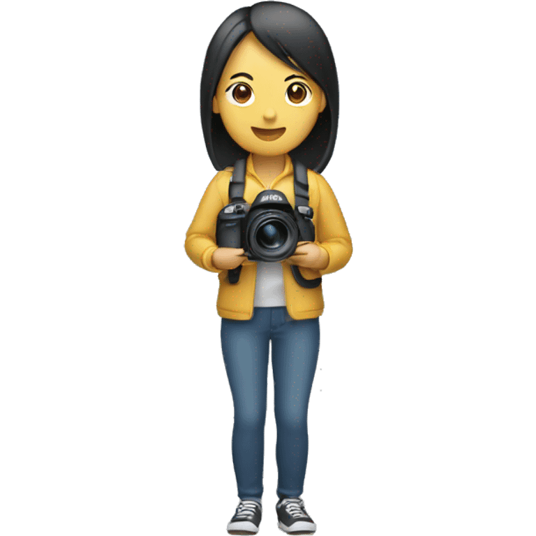 asian woman holding a nikon camera emoji