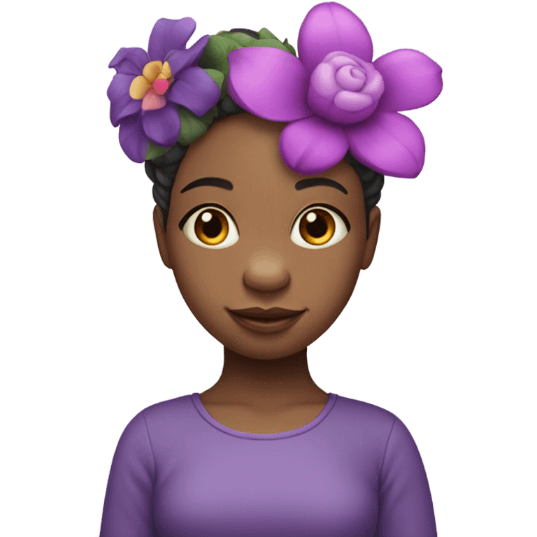 purple hippo girl with a flower on her head emoji