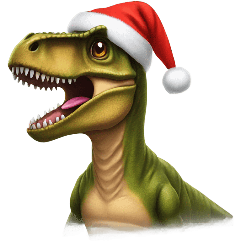 T. rex with Santa hat emoji